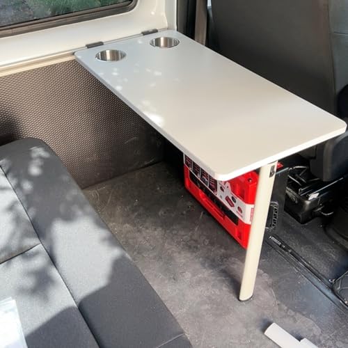 RV Wall Mounted Table With Two Cup Slots Rv Dinette Table Wall Mounted Desk Wood Folding Camper Table for Motorhome Home Office Folding RV Table For Small Space Foldable Multifunctional Table(White) - color: White
