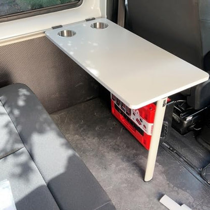 RV Wall Mounted Table With Two Cup Slots Rv Dinette Table Wall Mounted Desk Wood Folding Camper Table for Motorhome Home Office Folding RV Table For Small Space Foldable Multifunctional Table(White) - color: White