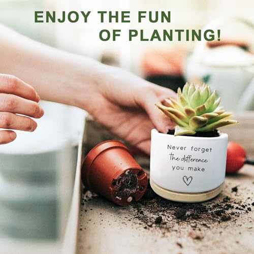 Cute Succulent Planter, Flower Cactus Plant Pot Gifts, Going Away Farewell Thank You Inspirational Employee Appreciation Gifts for Women Men Coworkers Boss Lady Manager (No Plants) - color: Never Forget