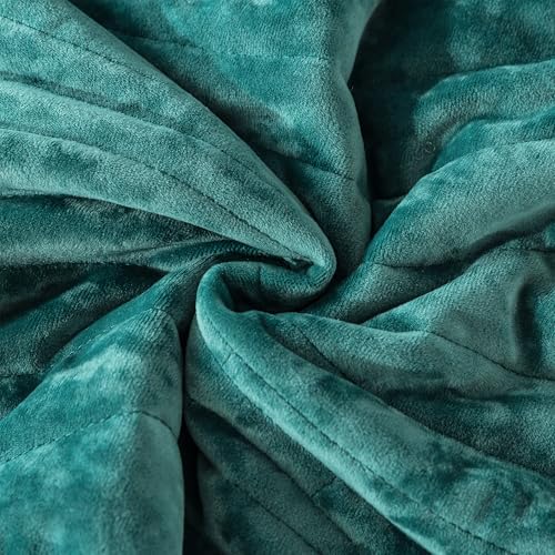HoneiLife Queen Size Quilt Sets - Velvet Quilt for Queen Beds, Lightweight Bedspreads Solid Coverlets Queen Quilt Bedding Sets 3-Pieces, Blue-Green - color: Blue-green-velvet, size: Queen/Full-90"x96"