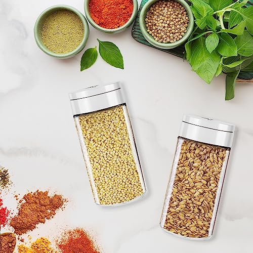 Segarty Spice Jar with Shaker Lids, 3 Pack 6 oz Spice Jars with Adjustable Pour Large Holes for Herbs Grains, Empty Glass Spices Bottles Seasoning Containers Clear Salt Pepper Shakers - size: 6oz / 190ml