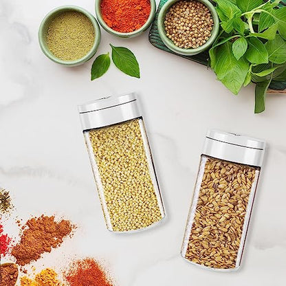 Segarty Spice Jar with Shaker Lids, 3 Pack 6 oz Spice Jars with Adjustable Pour Large Holes for Herbs Grains, Empty Glass Spices Bottles Seasoning Containers Clear Salt Pepper Shakers - size: 6oz / 190ml