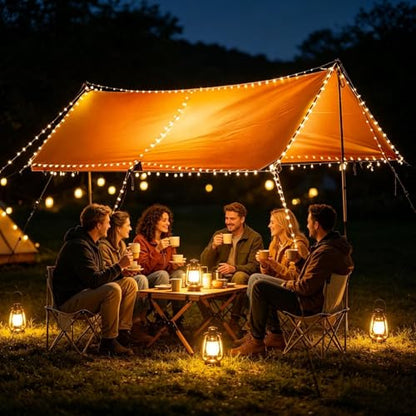 Camping String Lights - 2600mAh Portable Hook Light System, Retractable Outdoor Lantern String Set, Travel Illumination Kit | Terrace RV Awning Tent for Terrace RV Awning Tent