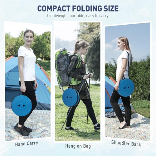 Upgraded Collapsible Stool, Portable Folding Stool with Load Capacity 500lbs for Adults, Sturdy Telescopic Seat for Camping Fishing Hiking BBQ, Blue - color: Blue