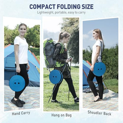Upgraded Collapsible Stool, Portable Folding Stool with Load Capacity 500lbs for Adults, Sturdy Telescopic Seat for Camping Fishing Hiking BBQ, Blue - color: Blue