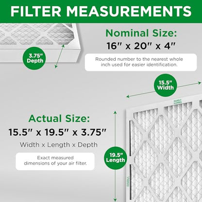Mann+Hummel 16x20x4 MERV 8 Pleated HVAC AC Furnace Air Filters. Case of 6. (Exact Size: 15.5 x 19.5 x 3.75 Inches) - style: 16 x 20 x 4