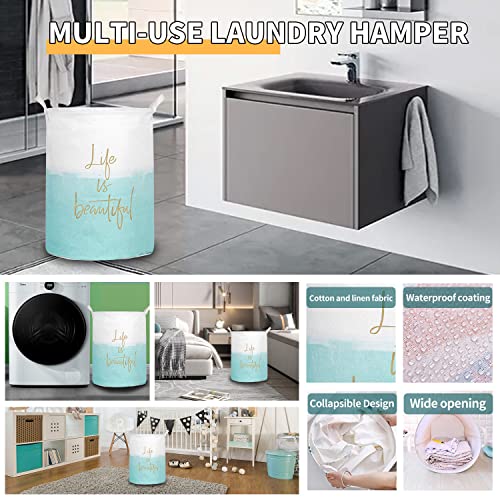 Merdes 19.7’’ Waterproof Foldable Laundry Hamper, Dirty Clothes Laundry Basket, Linen Bin Storage Organizer for Toy Collection (Life Blue) - color: Life Blue