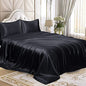 Homiest 3pcs Satin Sheets Set Luxury Silky Satin Bedding Set with Deep Pocket, 1 Fitted Sheet + 1 Flat Sheet + 1 Pillowcase (Twin XL Size, Black) - color: Black, size: Deep pocket - Twin XL size