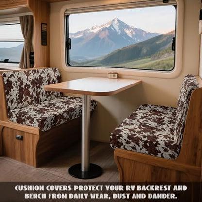 Brown Cow Pattern 2 Pcs RV Dinette Cushion Covers Thickened Sofa Furniture Protector Breathable Loveseat Sofa Chair Cover Seat Slipover for Travel Trailer Couch - color: Brown Cow