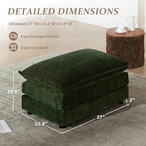 SoarFlash Chenille Sectional Sofa Ottoman,Green - color: Green, size: 1 Ottoman
