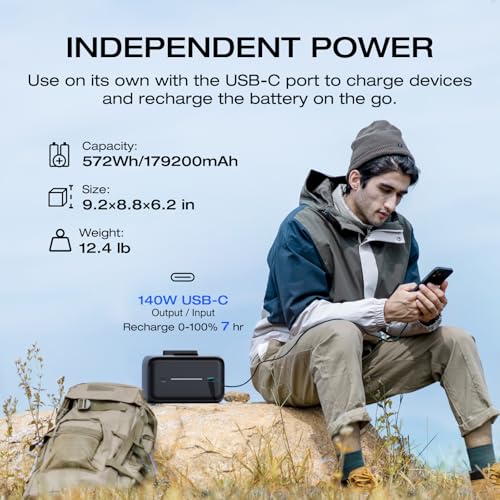EF ECOFLOW River 3 Plus Portable Power Station Extra Battery EB600, 572Wh Expansion LiFePO4 (LFP) Battery with 10-Year Lifespan, Built-in 140W USB-C Port for Charging/Discharging, Use Independently - style: River 3 Plus EB600