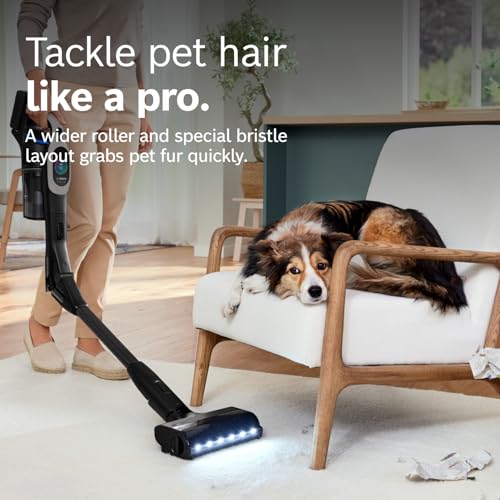 Bosch Unlimited 10 Cordless Stick Vacuum Cleaner - 2 Batteries Included, Up to 140 Min Total, Bendable Tube, Fast Charger, Pet Hair, Hard Floors and Carpets, 7 Accessories, Dark Cream