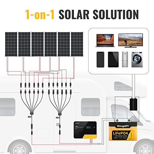 BougeRV Solar Y Connectors Solar Panel Parallel Connectors Extra Long 1 to 6 Solar Branch PV Adapter Cable Wire Plug Tool Kit (M/FFFFFF and F/MMMMMM) - size: 1 Pair/M/FFFFFF and F/MMMMMM