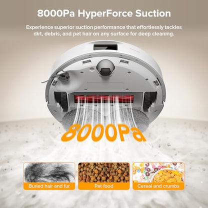 roborock Qrevo Series Robot Vacuum and Mop, 8000Pa Suction, Upgraded from Qrevo S, Anti-Tangle Brush, Smart Obstacle Avoidance, Auto Mop Washing, All-in-One Dock, 200RPM Spinning Mops, White(QV 35A) - color: White01