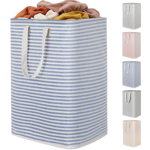 Lifewit 1 Pack Laundry Basket 80L Each, Collapsible Clothes Hamper with Reinforced Handles, Freestanding Waterproof Design for Bedroom and Laundry Room, Blue 80L Total - color: Blue, size: 80L