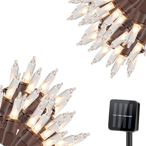 Vigdur Solar String Lights Outdoor - 2 Packs 28ft 70 Count String Lights on Brown Wire Cord, Solar Powered Christmas Lights for Patio Home Party Garden Decor - color: 2 Packs 28FT