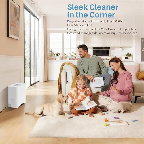 Keenhot Touchless Vacuum Automatic Dustpan - 20Kpa Suction Ultra Fast & Powerful Hair Vacuum for Sweeping Salons Pet Hair Food Dirt Home Kitchen Compact Electric Canister Vacuum Cleaner（White） - color: White