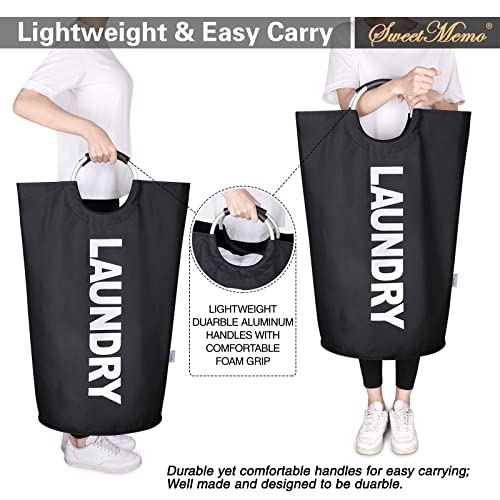 115L Large Laundry Hamper with Handles, Collapsible Laundry Basket, Tall Foldable Clothes Hamper Bag - Freestanding, Easy Carry, Durable – Black - color: Black, size: 115L