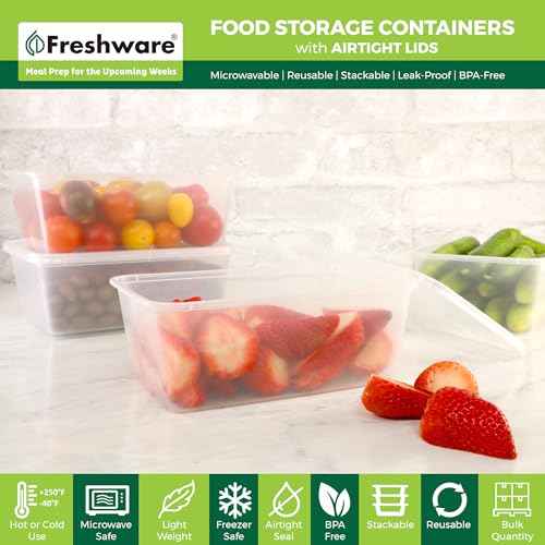 Freshware Food Storage Containers [50 Set] 34 oz Plastic Deli Containers with Lids,Slime,Soup, Meal Prep_Containers, BPA Free, Stackable,Leakproof,Microwave, Dishwasher and Freezer Safe (Pack of 4) - size: 34 oz - 50-Set (Pack of 4)