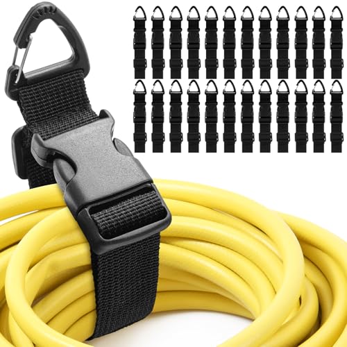 24 Pack 17 Inch Adjustable Extension Cord Holder Organizer with Triangle Clips for Garage Organization and Storage Heavy Duty Extension Cord Hanger for Men Workshop (Black) - color: Black