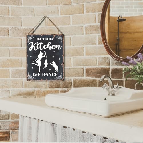 wall-pediments MP 480 In This Kitchen We Dance Witch & Cat Plaque, 6.7 x 10 Inches Witchy Kitchen Decor - color: Generic 9965