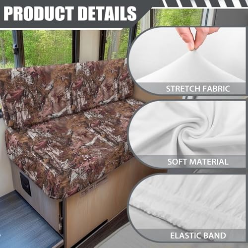 SEANATIVE Camo Hunting RV Couch Cushion Cover Camper Dinette Sofa Cover Non Slip Travel Trailer Couch Protective Cover 2 Slipcovers RV Accessories for Inside - color: Camo Hunting
