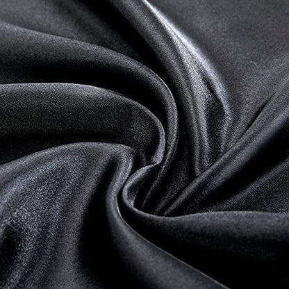 Homiest 3pcs Satin Sheets Set Luxury Silky Satin Bedding Set with Deep Pocket, 1 Fitted Sheet + 1 Flat Sheet + 1 Pillowcase (Twin Size, Black) - color: Black, size: Deep pocket - Twin size