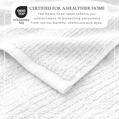 Great Bay Home Turkish Cotton 6 Piece Towel Set - Absorbent, Quick-Drying, Ribbed Bath Towels for Bathroom - Zero-Twist Fibers (White) - color: White