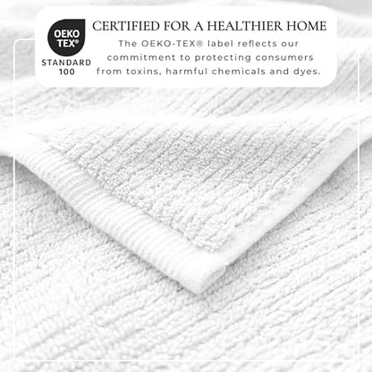 Great Bay Home Turkish Cotton 6 Piece Towel Set - Absorbent, Quick-Drying, Ribbed Bath Towels for Bathroom - Zero-Twist Fibers (White) - color: White