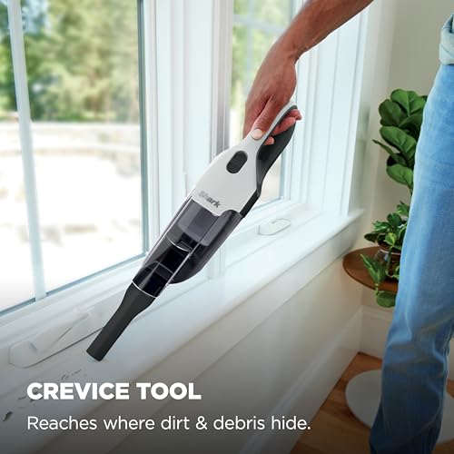 Shark Cyclone PET Handheld Vacuum with, HyperVelocity Suction, Powerful Pet Hair Pickup, Lightweight, XL Dust Cup, Including Upholstery Tool, 8" Crevice Tool, Scrubbing Brush, Pearl White, AA701 - style: Cyclone w/ 3 attachments