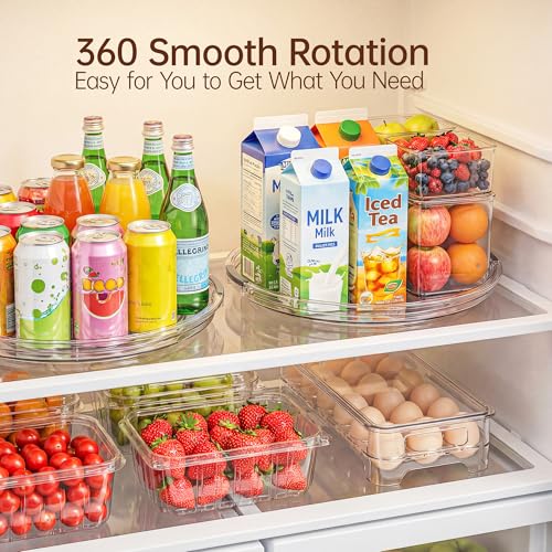 LAMU 12 Inch Lazy Susan Turntable, 360° Rotating Organizer Storage for Cabinet & Table Top, Pantry, Fridge, Bathroom, 4 Pack Clear Spice Rack, Kitchen Storage Tray for Medicine & Countertop