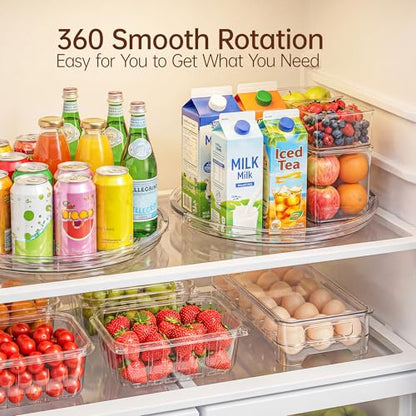 LAMU 12 Inch Lazy Susan Turntable, 360° Rotating Organizer Storage for Cabinet & Table Top, Pantry, Fridge, Bathroom, 4 Pack Clear Spice Rack, Kitchen Storage Tray for Medicine & Countertop