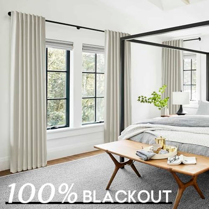 92 Inch Long Blackout Curtains, Neutral Greige Beige Polished Linen Texture Cat Proof Pleated Thermal Insulated Curtains for Living Room Bedroom 2 Panels Set, 93 Inch Curtains - color: Greige, size: 52"W x 92"L (Pack of 2)