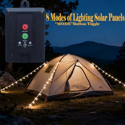 Solar Rope Lights for Outdoor Camping, 30 LED Waterproof String Lights with 8 Modes & Remote, 2.2x10ft Guide Lines, IP42, Patio, Party, Halloween Christmas Decoration