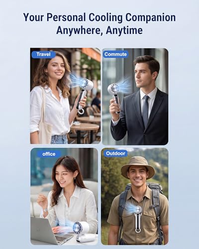 Portable Handheld Fan with Ice Cooling, 3 Speed Dual Turbo Fan, 3000mAh Rechargeable Battery, LED Digital Display, Personal Cooling Fan for Travel Commute Office Outdoor(F23) - color: F23