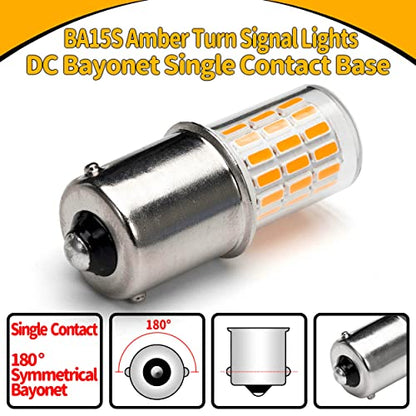 12 Volt 1156 BA15S Amber Yellow 1003 1141 7506 LED Bulbs, DC Bayonet Single Contact Base,AC10-24V DC10-30 volt LED Replacement for Car Truck Motorcycle RV Blinker Turn Signal Lights,Amber Yellow,4Pack - color: 1156 Amber
