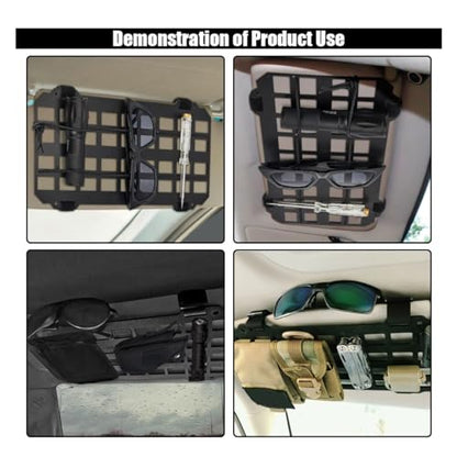 Vehicle Rigid MOLLE Panel, Tactical Gear Car Sun Visor Organizer, EDC Pouch Tool Holster, Storage Holder Visor for Truck Equipment Mount Plate Modular Storage Shelf (Visor Panel) - style: Visor Panel