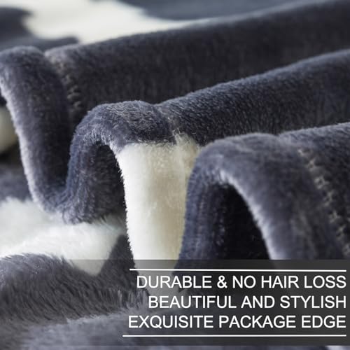 Richave Gray Pattern Throw Blanket,Premium Lightweight Anti-Static 50x60 Inches Travel Size Throw Blankets for Couch, Sofa, Chair, Bed, Camping, Picnic,Grey and White - color: Grey and White, size: Travel (50-Inch-by-61-Inch)