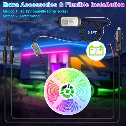 20FT RV Awning LED Light Strip, Camper Awning Lights Waterproof Underglow Led Light kit for RV Canopy Exterior, Travel Party, Van, Camper - size: 20FT
