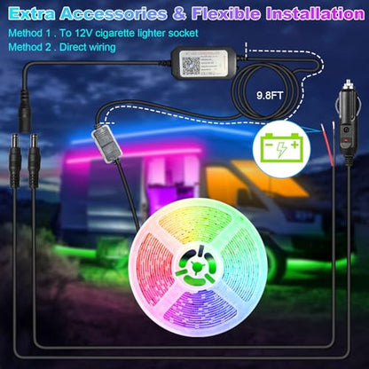 20FT RV Awning LED Light Strip, Camper Awning Lights Waterproof Underglow Led Light kit for RV Canopy Exterior, Travel Party, Van, Camper - size: 20FT