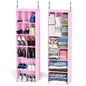 SpaceAid 2 Pack Hanging Closet Organizer and Storage with Dividers, 24 Compartments Hanging Shoe Shelves for Closet, Wardrobe, RV, Garment Rack - Pink - color: Pink