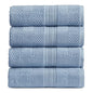 Springtree Home 100% Cotton Bath Towel Set of 4 | Blue Towels | Geometric Textured Design | Absorbent & Quick-Dry | 4 Bath Towels | Oeko-TEX® Standard 100 Cotton | Myla Collection - Blue Cashmere - color: Blue Cashmere, size: Bath Towel (4 Pack)