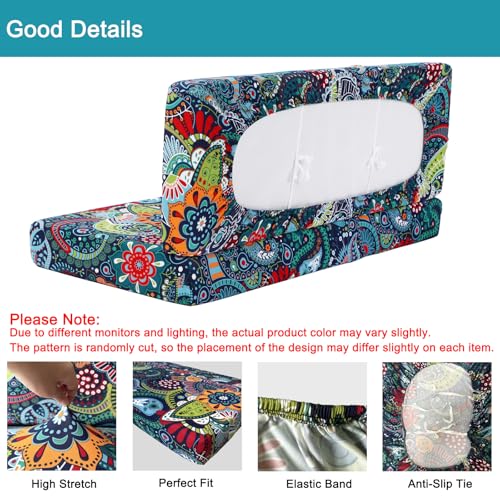 RV Dinette Cushion Covers Set of 2, Printed Camper Cushion Slipcovers, Washable Anti Slip Stretch Fabric (Paisley Pattern) - color: Blue Green, size: 2 Bench Cover & 2 Backrest Cover