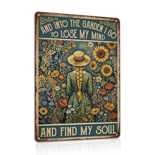 Garden Decor Sign Into the Garden I Go Floral Wall Art | Nature Lovers • Patio Yard Display • Garden Theme • Vintage Cottage Style • UV Printed • 8x12 Inch - color: 04