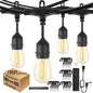 190FT Remote Controlled Outdoor String Lights Patio String Lights for Outside, 60+3 Shatterproof S14 Warm Lights String Outdoor for Bistro Café Gazebo Backyard, Linkable, 2 Pack - size: 190FT
