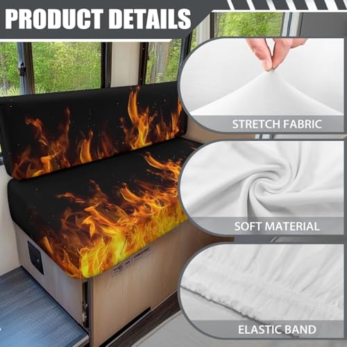 SEANATIVE Flame RV Couch Cushion Cover Super Stretch Sofa Slipcover Non Slip Soft Couch Sofa Cover Washable Camper Furniture Protector Replacement Car Bench Cover - color: Flame