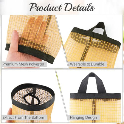 9 Pcs Plastic Bag Holder Washable Mesh Grocery Storage Dispensers Foldable Hanging Trash Bag Organizer for Home Kitchen - 3 Colors