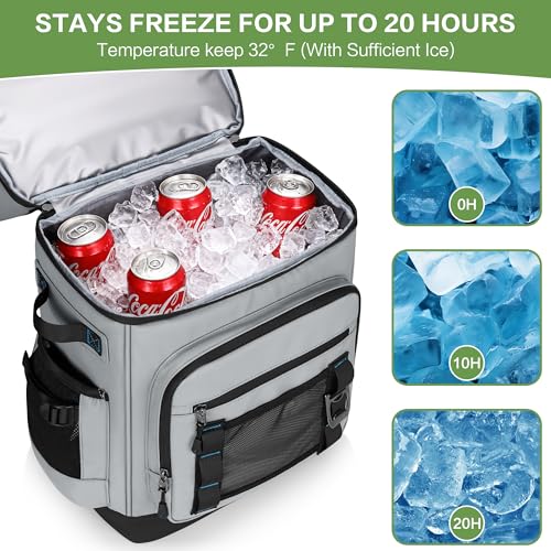 42 Can Backpack Cooler,40L Insulated Double Decker Leakproof, Waterproof Travel Cooler Backpack for Beach Camping Picnic Travel - color: gray