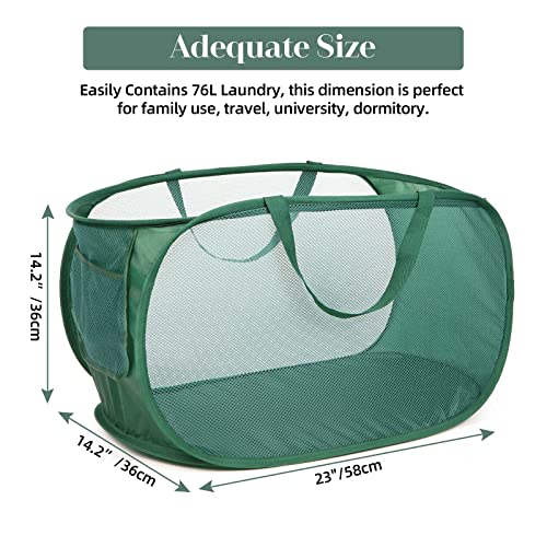 5 Pcs Durable Collapsible Laundry Baskets, Foldable Laundry Basket Large Opening, Pop Up Laundry Hamper with Pocket, Clothes Hamper with Handles for Laundry, Bathroom, Kids Room, Dorm or Trave - color: Gray+Black+Navy+Green+Beige