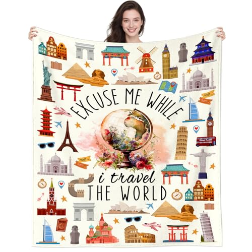 Travel Blanket Gifts for Women Girls Travelers Mem,Unique Traveling Accessories Throw Blankets Best World Traveler Favor Presents for People Who Love Traveling Blanket 50"X40" - color: Travel, size: 50"x40"